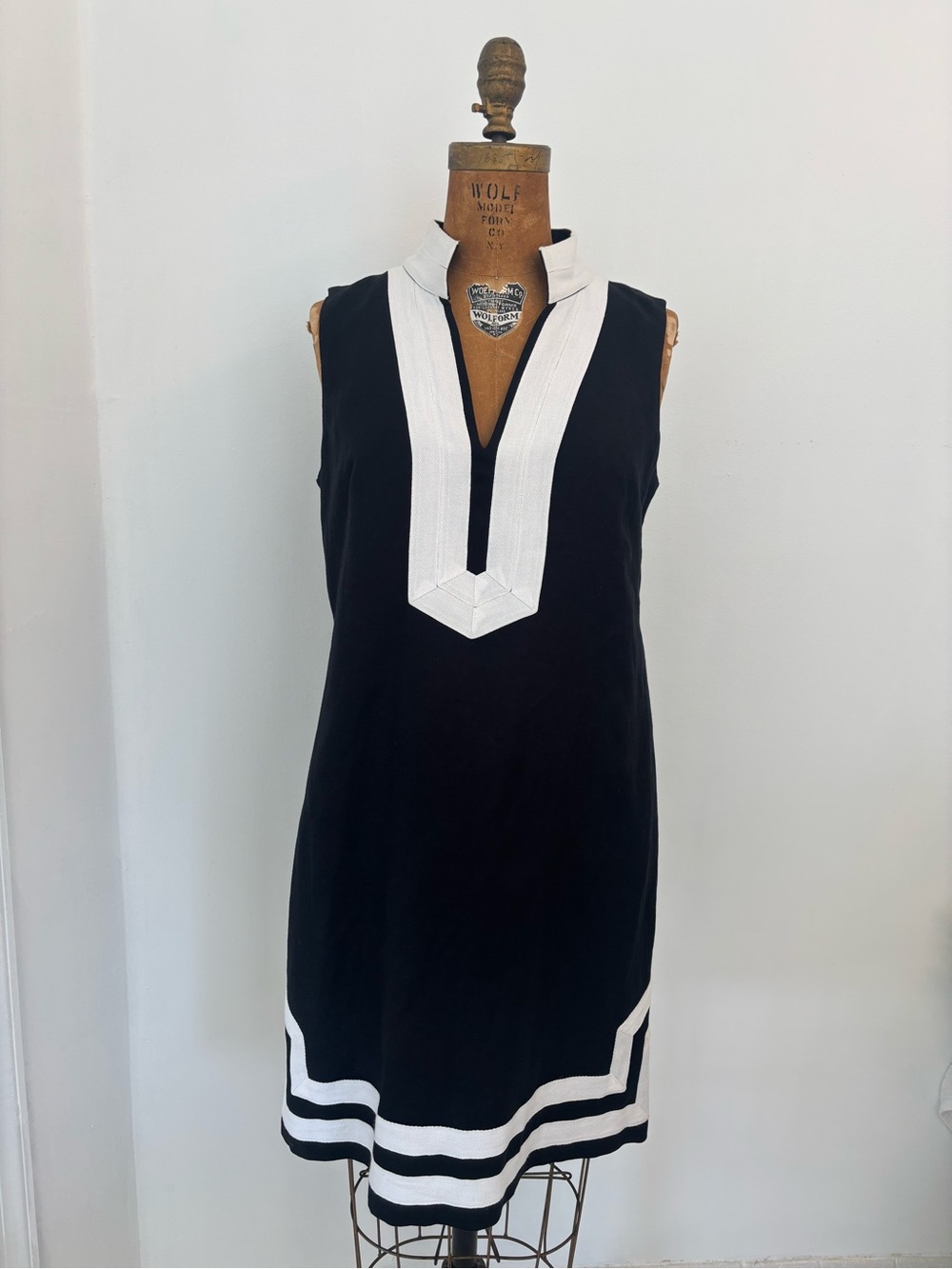 Eliza J Linen Blend Nautical Shift Dress Size 8 Preppy Resort Coastal‎ Office